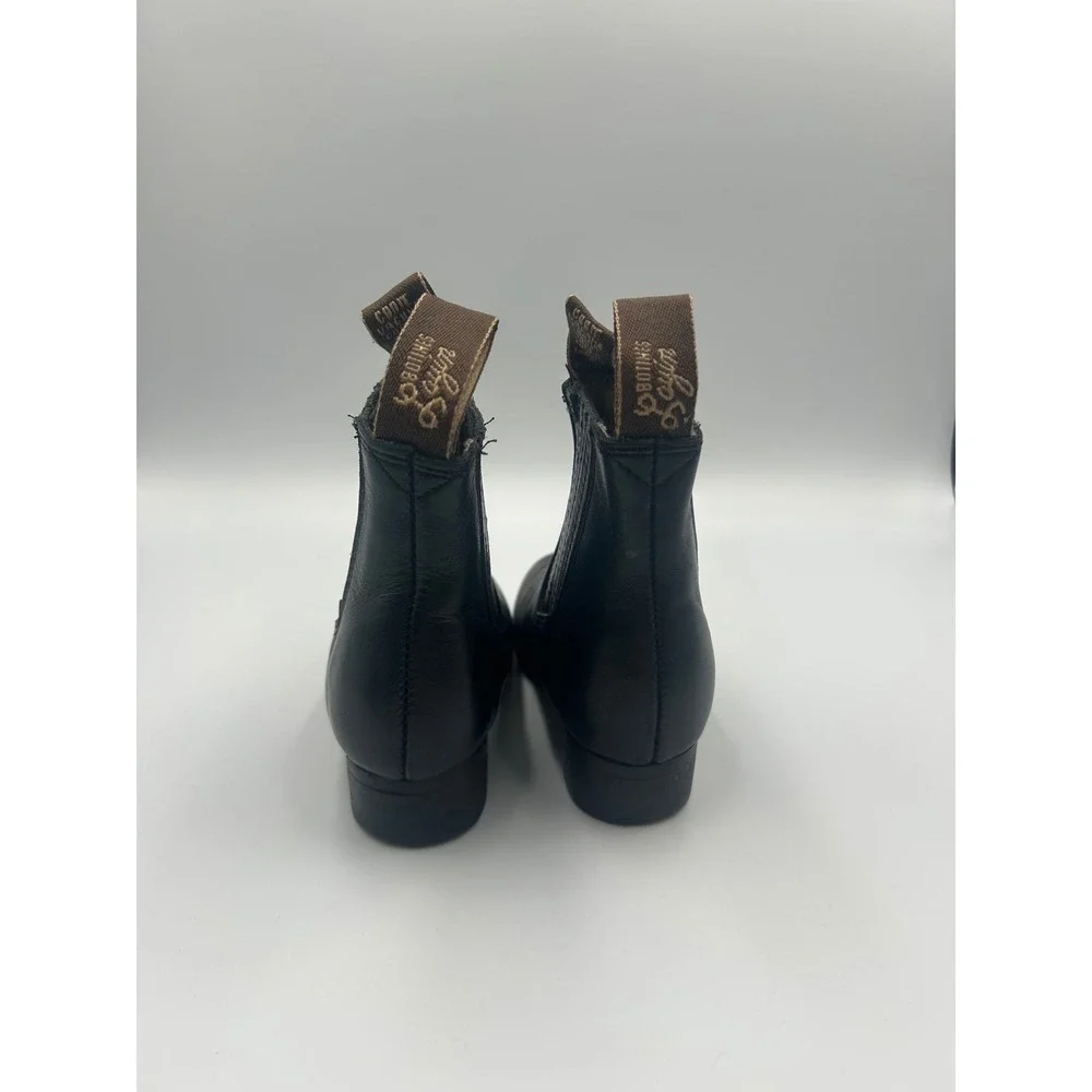Botines Laryin Kids Black Leather Western Chelsea Pull On Boots Size 12.5